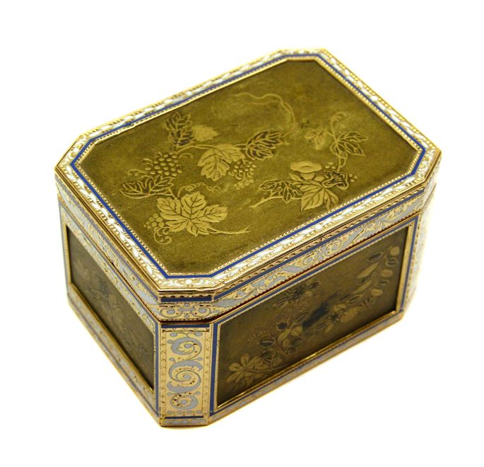 Antique Austrian enamelled gold mounted lacquer snuffbox by Josef Wolfgang Schmidt, Vienna, 1801 | MasterArt